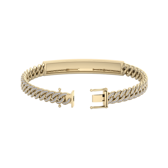 Bar diamond chain bracelet in yellow gold with white diamond of 1.72 ct in weight
