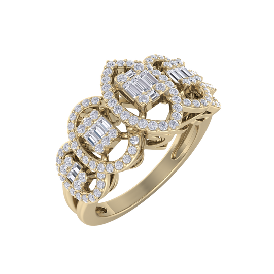 Beautiful ring in yellow gold with white diamonds of 0.63 ct in weight