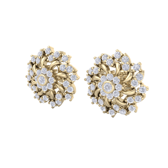 Flower stud earrings in rose gold with white diamonds of 1.13 ct in weight