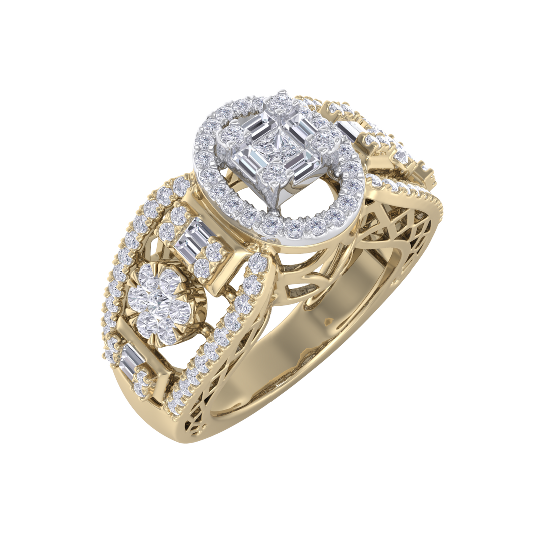 Diamond ring in yellow gold with white diamonds of 0.99 ct in weight
