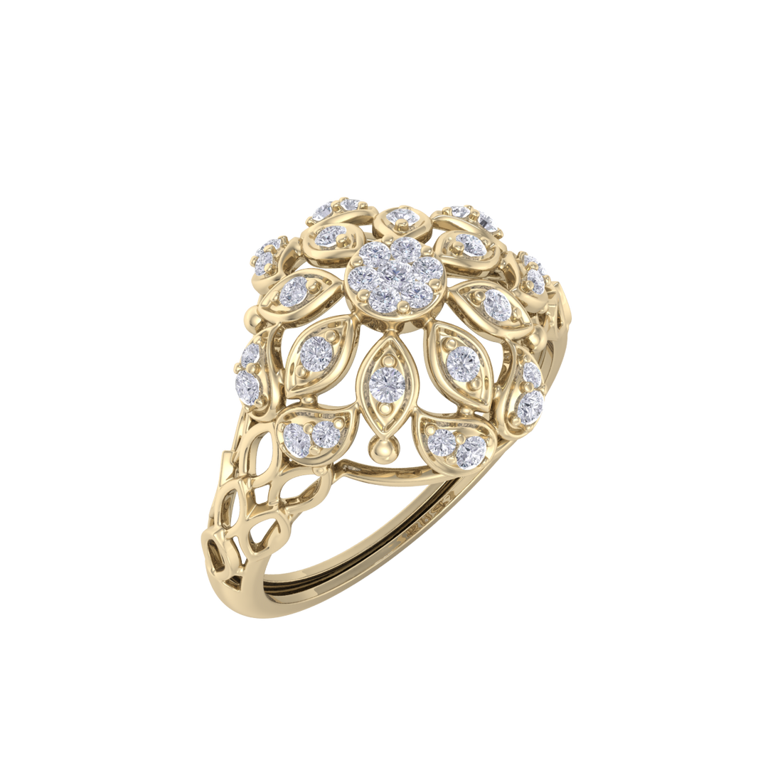 Diamond ring in yellow gold with white diamonds of 0.26 ct in weight