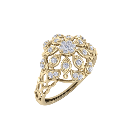 Diamond ring in yellow gold with white diamonds of 0.26 ct in weight