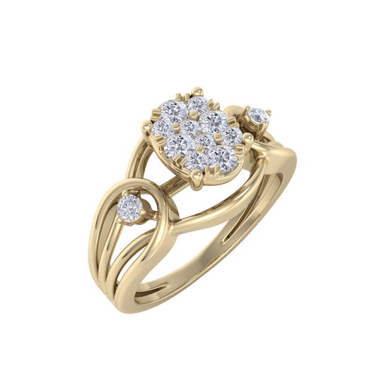 Beautiful ring in yellow gold with white diamonds of 0.36 ct in weight