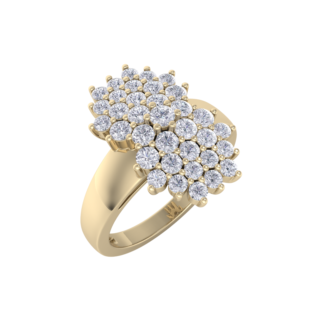 Beautiful ring in yellow gold with white diamonds of 1.22 ct in weight