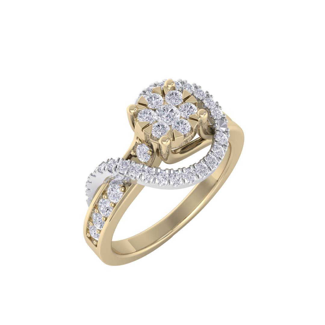 Diamond ring in yellow gold with white diamonds of 0.43 ct in weight