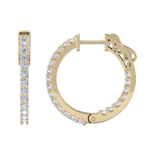 Diamond eternity hoop earrings in rose gold with white diamonds of 0.98 ct in weight 