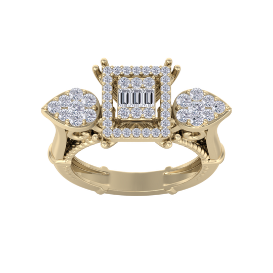 Diamond ring in yellow gold with white diamonds of 0.75 ct in weight
