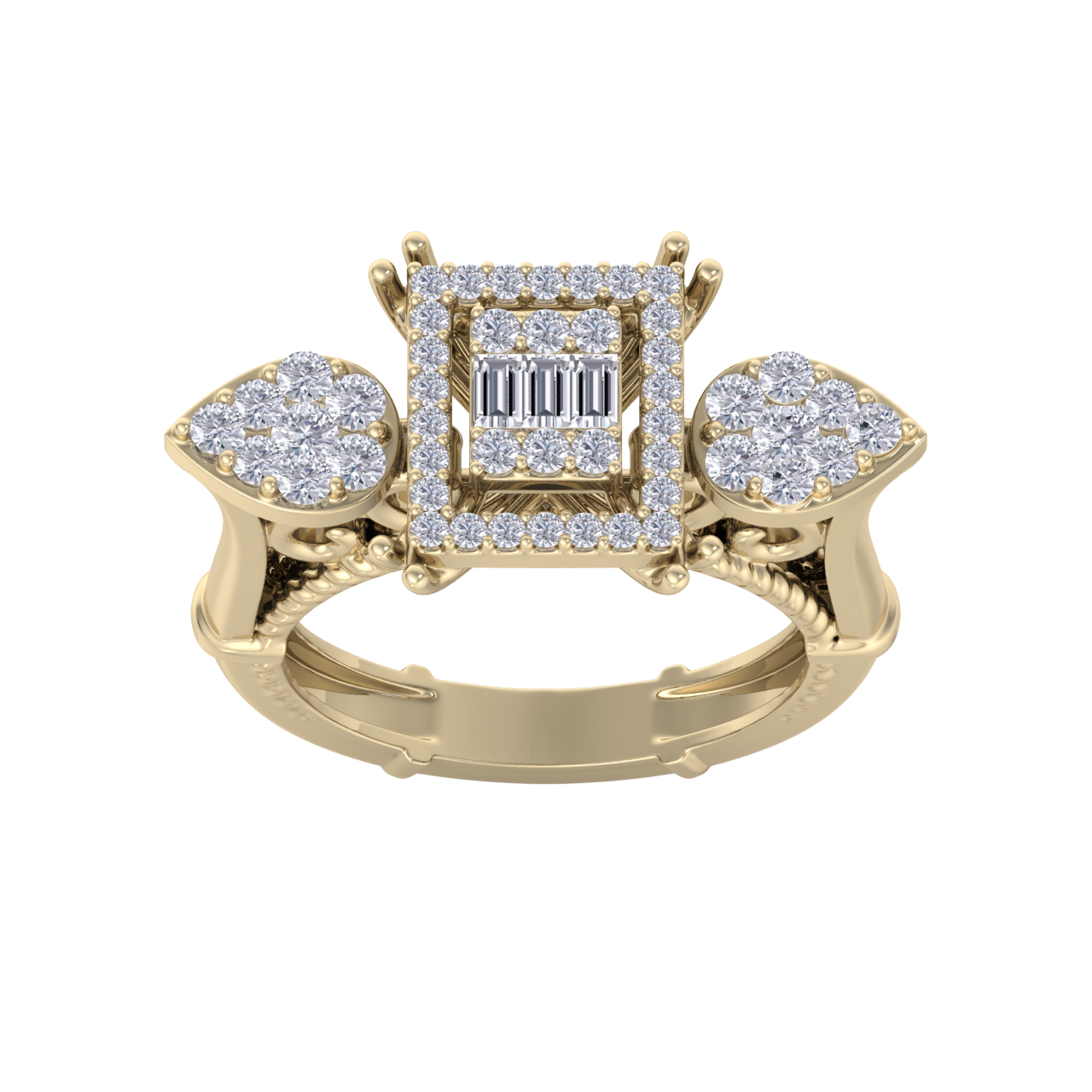 Diamond ring in yellow gold with white diamonds of 0.75 ct in weight

