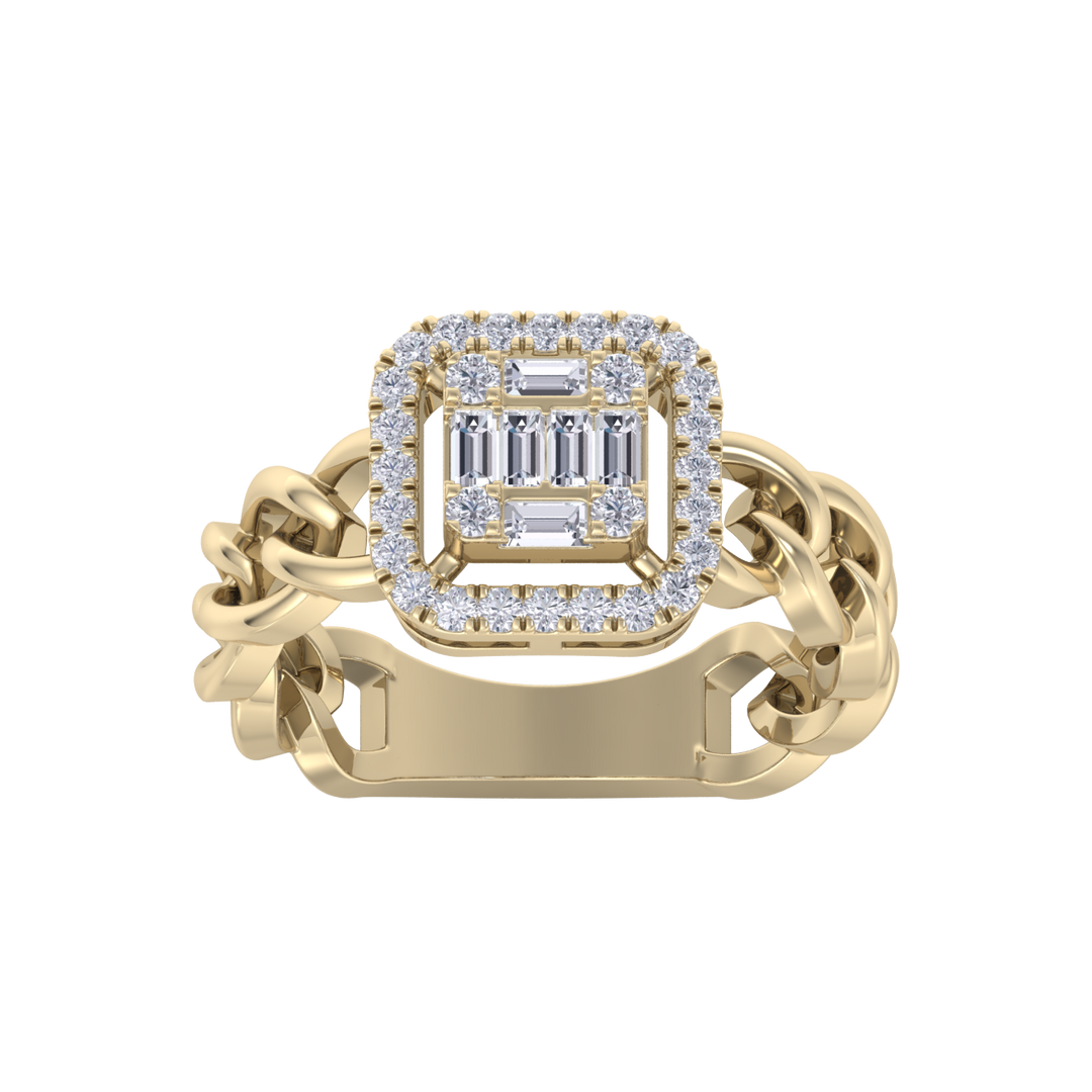 Statement Chain Ring in yellow gold with white diamonds of 0.41 ct in weight
