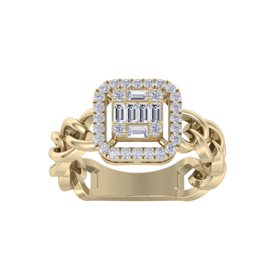 Statement Chain Ring in rose gold with white diamonds of 0.41 ct in weight