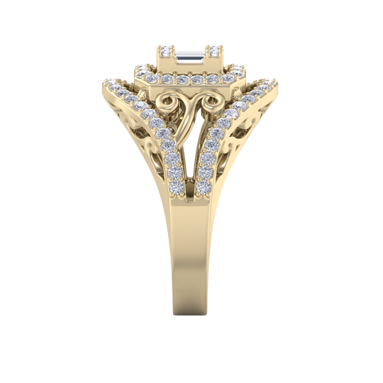 Fashion ring in yellow gold with white diamonds of 0.96 ct in weight