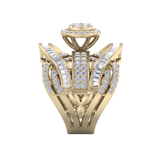 Statement Diamond ring in yellow gold with white diamonds of 2.32 ct in weight
